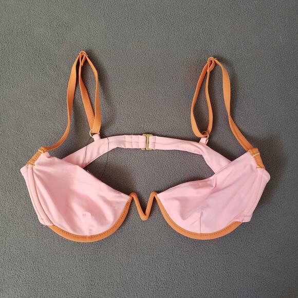 L*Space X TESSA BROOKS Nico Bikini Top Size Medium Pink & Gold‎ - Picture 1 of 9